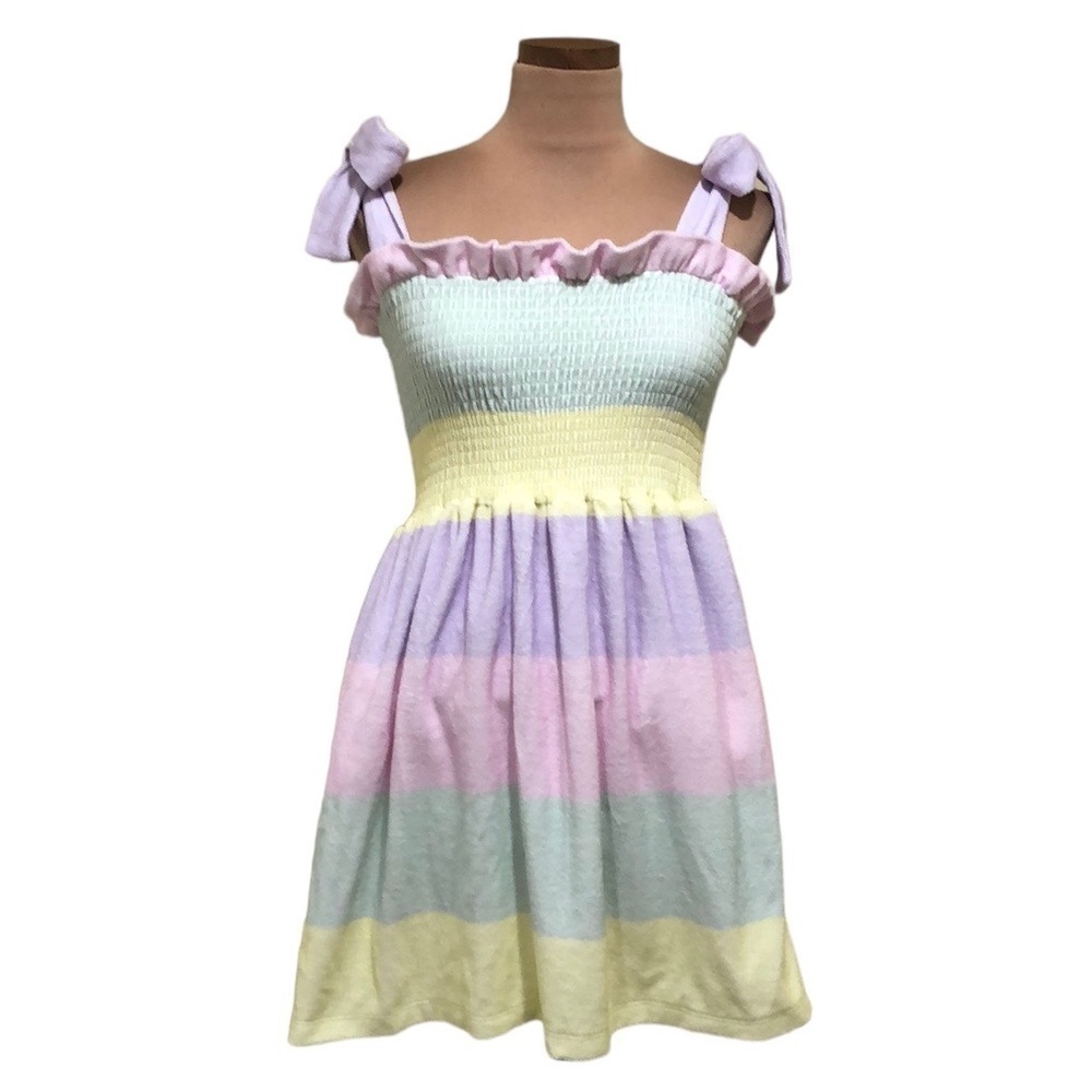 Olivia Rubin Faye Dress Size 4 Pastel Rainbow Terry Mini